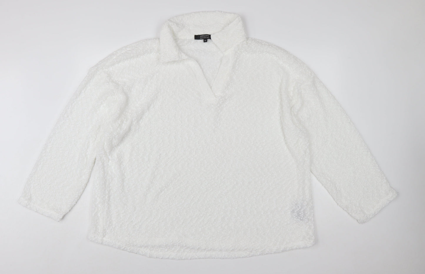 JD Williams Women’s White Collar Fleece Pullover Jumper Size 22