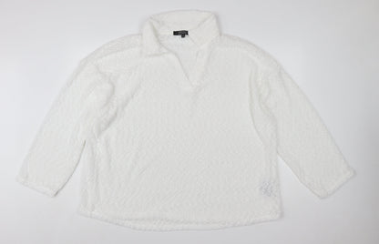 JD Williams Women’s White Collar Fleece Pullover Jumper Size 22