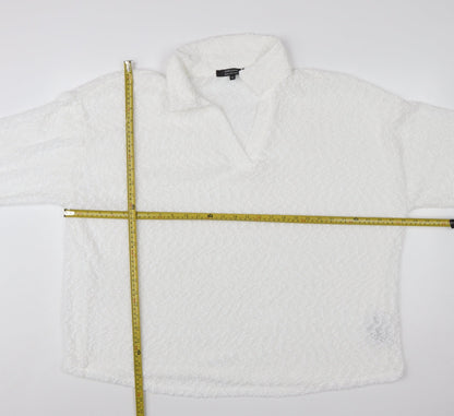 JD Williams Women’s White Collar Fleece Pullover Jumper Size 22