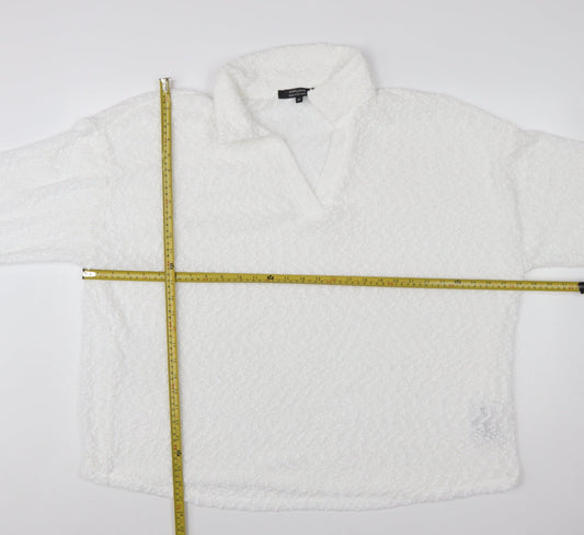 JD Williams Women’s White Collar Fleece Pullover Jumper Size 22