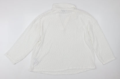 JD Williams Women’s White Collar Fleece Pullover Jumper Size 22