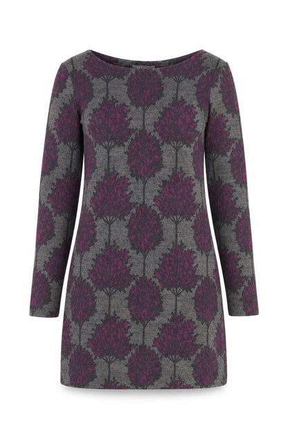 Lily & Me Women’s Grey Tree Print Shift Dress Size 8 Long Sleeve