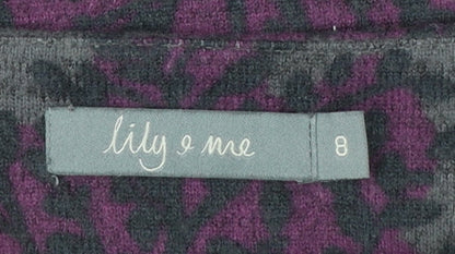 Lily & Me Women’s Grey Tree Print Shift Dress Size 8 Long Sleeve