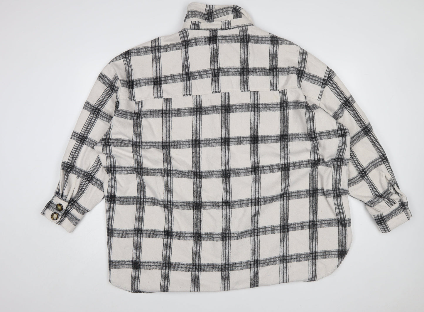 In The Style Womens White Check Flannel Button-Up Shirt Size 18
