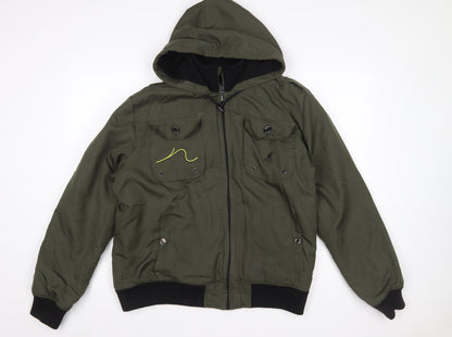Kangol Mens Green XL Bomber Jacket Hooded Black Label Edition