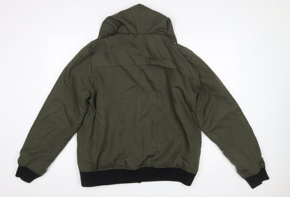Kangol Mens Green XL Bomber Jacket Hooded Black Label Edition