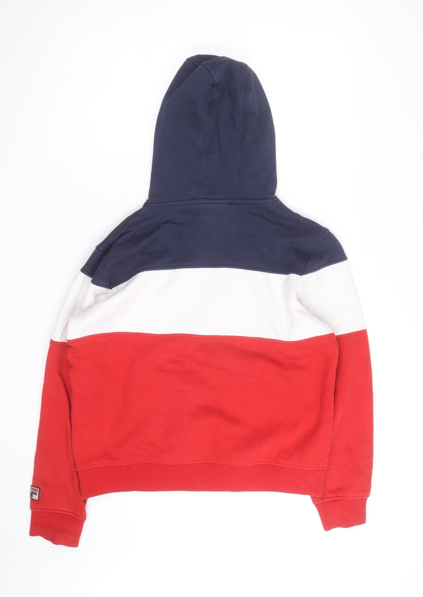 Fila Women Navy Red White Pullover Hoodie Size S Colourblock