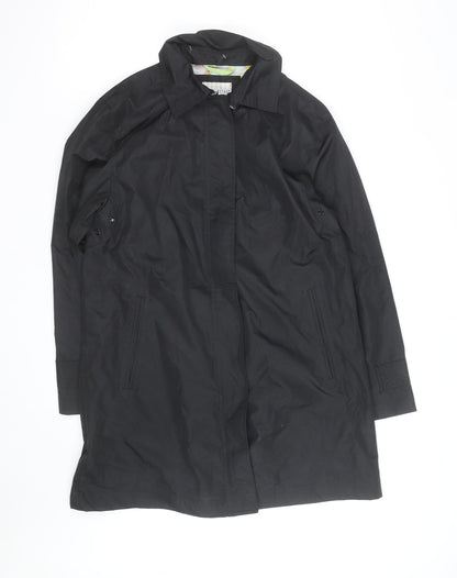 White Stag Women’s Black Long Rain Coat L Full Zip Water Resistant