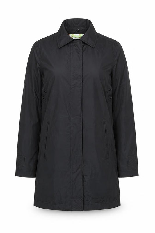 White Stag Women’s Black Long Rain Coat L Full Zip Water Resistant