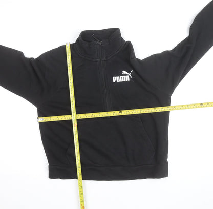 Puma Girls Black Fleece 1/4 Zip Pullover Sweatshirt L Regular Fit