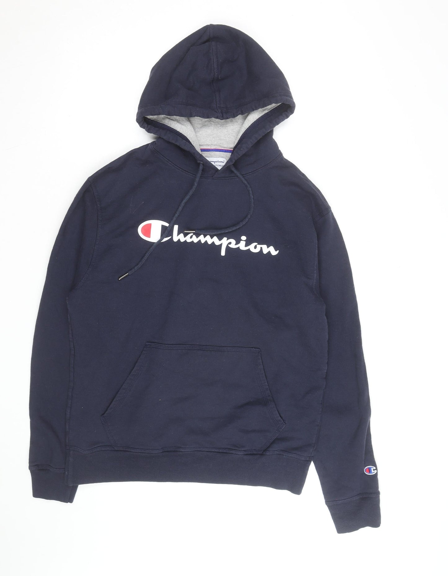 Champion Men’s Blue Pullover Hoodie Medium Logo Fleece Sweatshirt