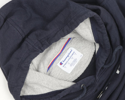 Champion Men’s Blue Pullover Hoodie Medium Logo Fleece Sweatshirt