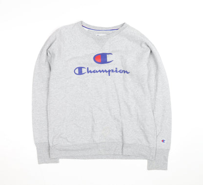 Champion Men's Grey Logo Pullover Sweatshirt Size L