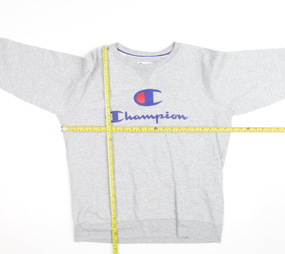 Champion Men's Grey Logo Pullover Sweatshirt Size L