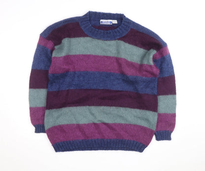 Braun Sport Men's Multicoloured Mohair Blend Striped Pullover Jumper S