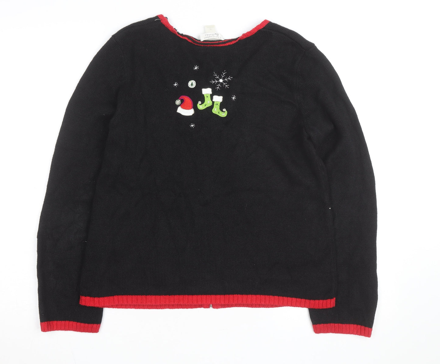 Christopher & Banks Women's Black Christmas Cardigan M