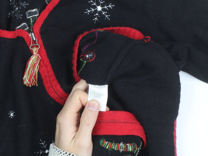 Christopher & Banks Women's Black Christmas Cardigan M