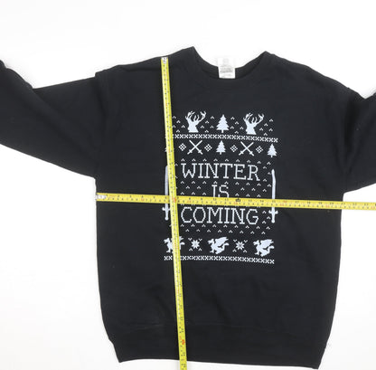 Gildan Mens Black Medium Pullover Sweatshirt Winter Is Coming Graphic