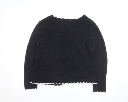 Designers Originals Studio Black Christmas Embroidered Cardigan Women's M
