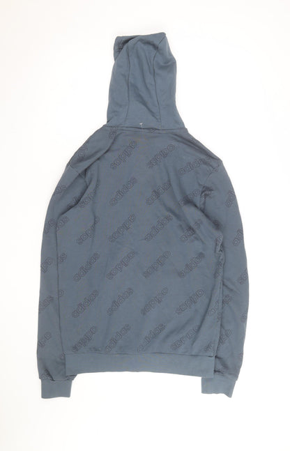 Adidas Men's Blue Pullover Hoodie Size M Graphic Logo Sportswear