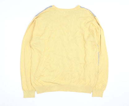 IZOD Men's Yellow Argyle Cotton V-Neck Jumper Size L