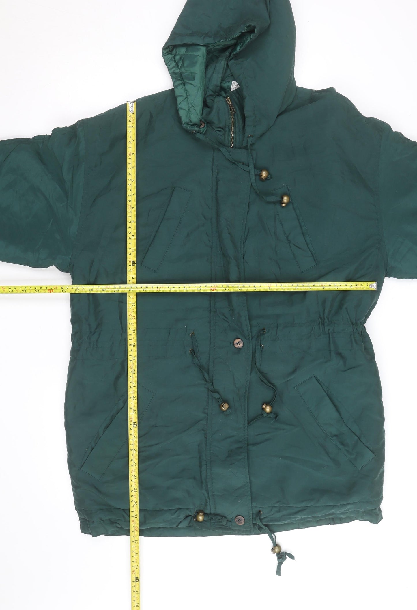Suzanne Grae Unisex Green Hooded Parka Coat Size L Polyester Cotton