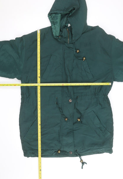 Suzanne Grae Unisex Green Hooded Parka Coat Size L Polyester Cotton