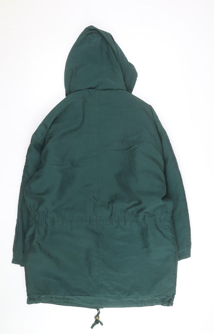 Suzanne Grae Unisex Green Hooded Parka Coat Size L Polyester Cotton