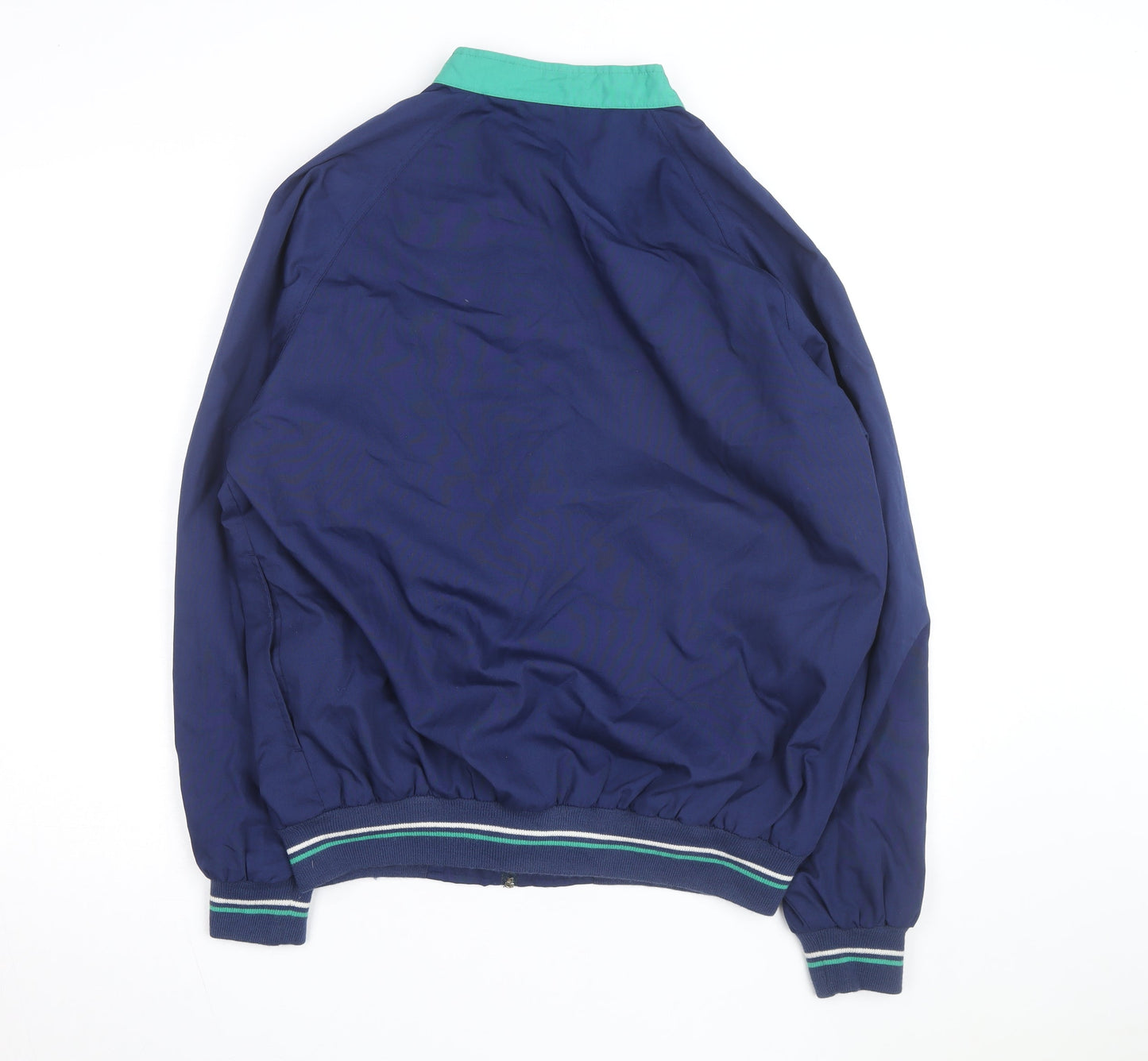 Gabicci Men's Blue Green 80s Retro Bomber Jacket L Full Zip