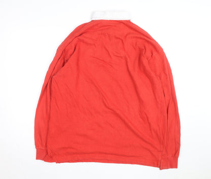 Front Row Men's Red Cotton Long Sleeve Rugby Shirt 2XL