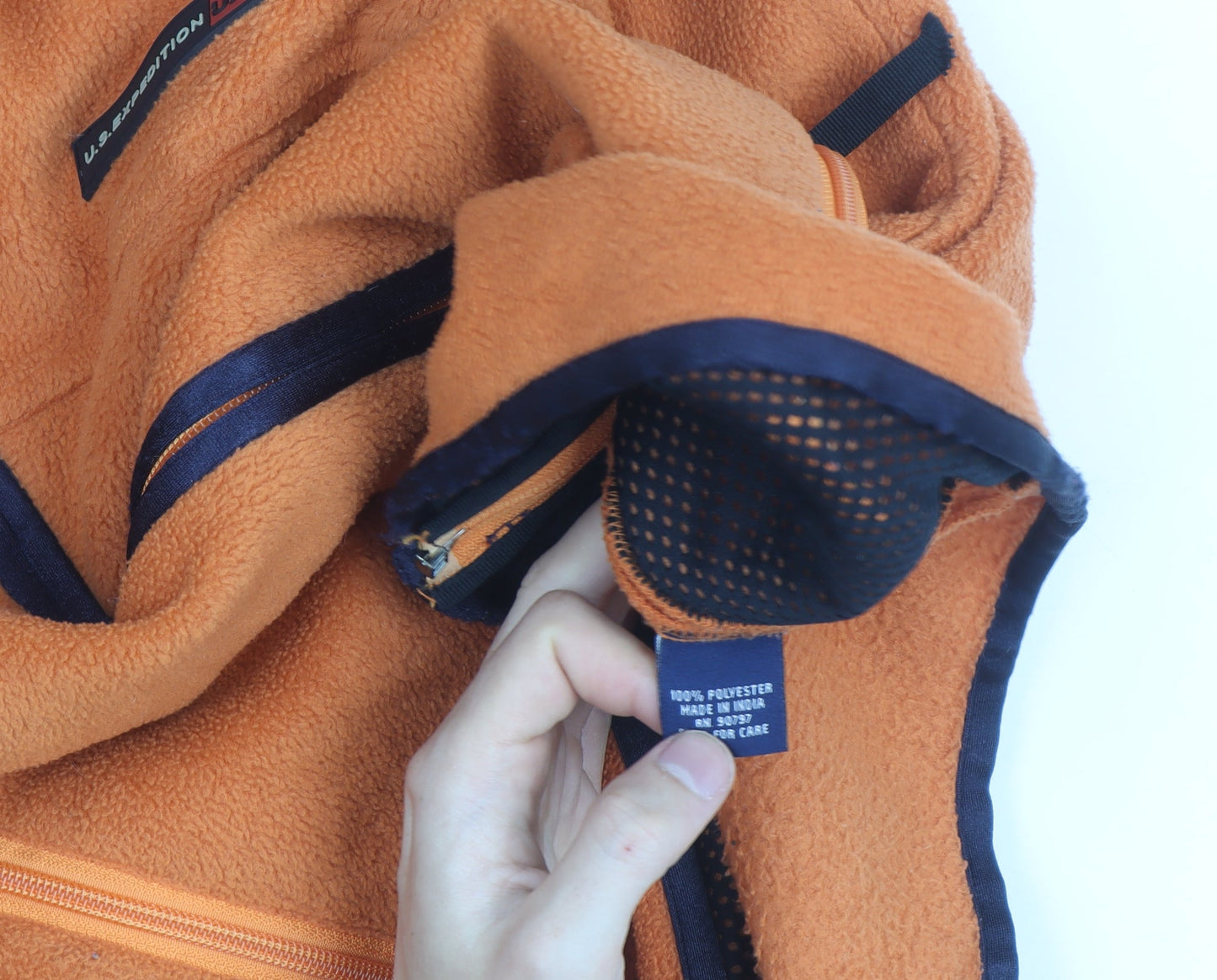 U.S Expedition Men's Orange Fleece Bodywarmer Size L Outdoor Zip Vest