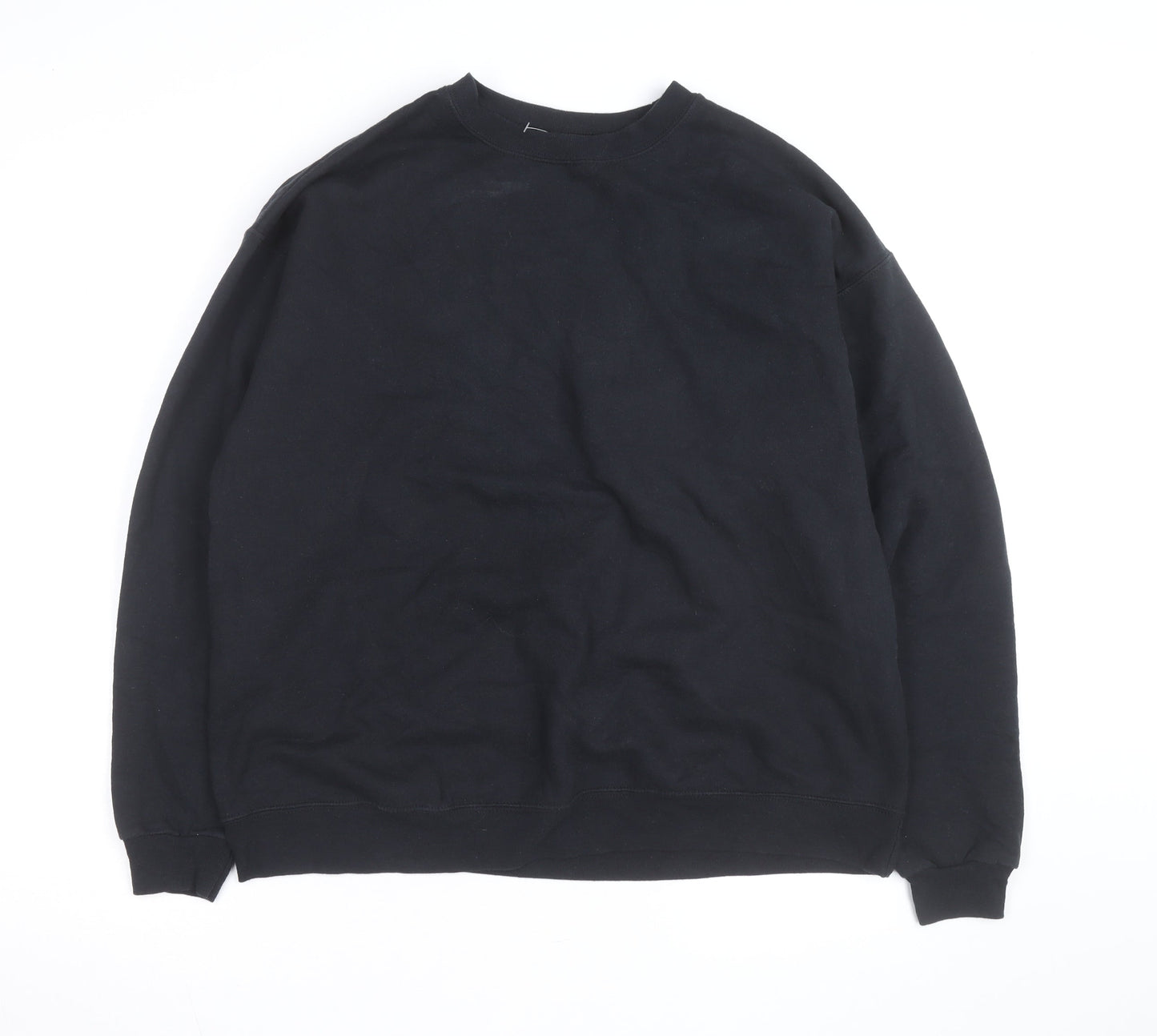Hanes Mens Black Large Pullover Crew Neck Fleece Sweatshirt