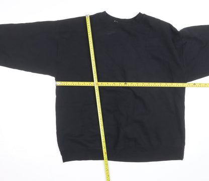 Hanes Mens Black Large Pullover Crew Neck Fleece Sweatshirt