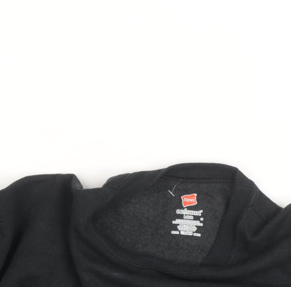Hanes Mens Black Large Pullover Crew Neck Fleece Sweatshirt