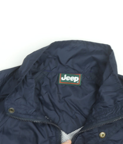 Jeep Men's Blue L Windbreaker Jacket Nylon Lined Outdoor Style