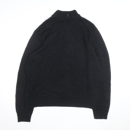 Van Heusen Men's Black Argyle Full Zip Cotton Jumper L
