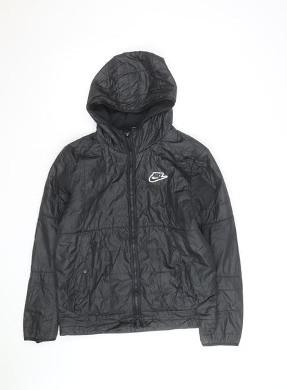 Nike Men's Black Hooded Puffer Jacket Size S Polyester Lined