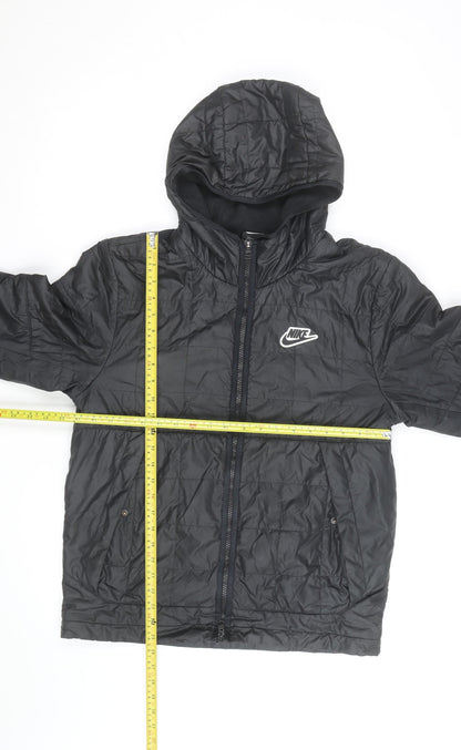 Nike Men's Black Hooded Puffer Jacket Size S Polyester Lined