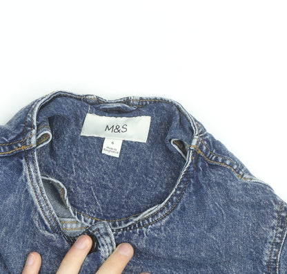 Marks and Spencer Womens Blue Denim Button Jacket Size 6 Casual