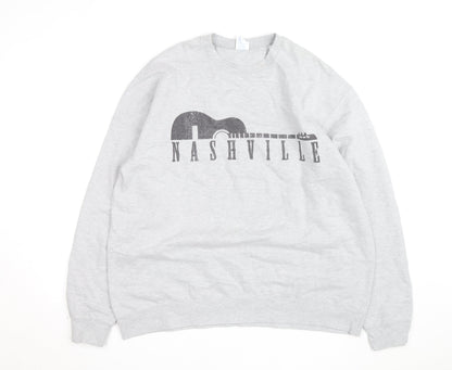 Port & Company Men's Grey XL Nashville Music Graphic Pullover Sweatshirt