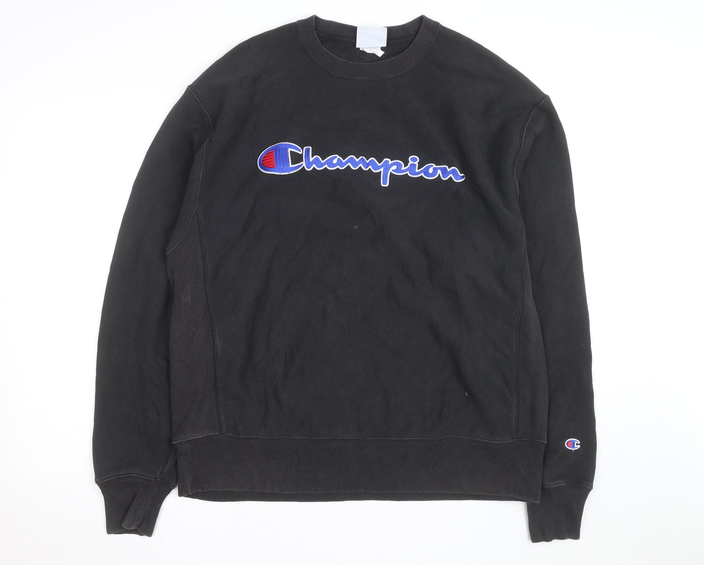 Champion Men's Black Reverse Weave Sweatshirt L Crew Neck Pullover