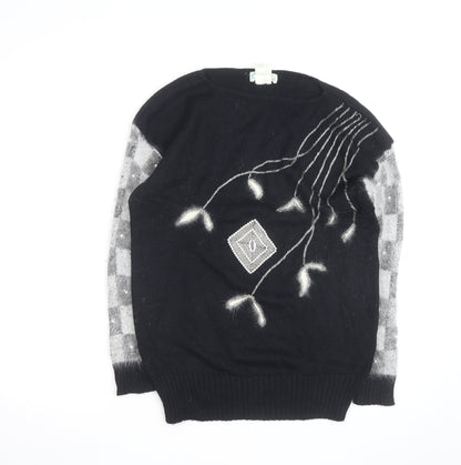 Kroshetta Womens Black Angora Blend Knit Pullover Jumper M