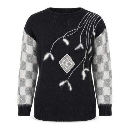Kroshetta Womens Black Angora Blend Knit Pullover Jumper M