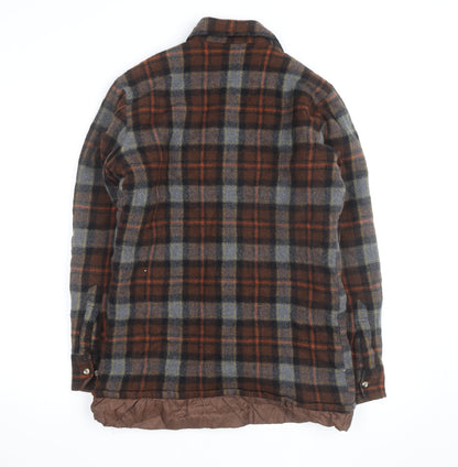 St. John’s Bay Men Brown Check Wool Quilted Flannel Jacket Size M