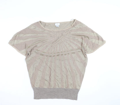 Jaclyn Smith Women’s Beige Knit Short Sleeve Blouse Size L