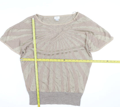 Jaclyn Smith Women’s Beige Knit Short Sleeve Blouse Size L