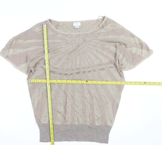 Jaclyn Smith Women’s Beige Knit Short Sleeve Blouse Size L