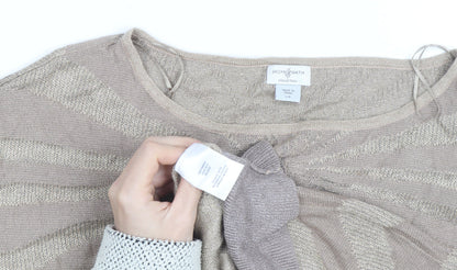 Jaclyn Smith Women’s Beige Knit Short Sleeve Blouse Size L
