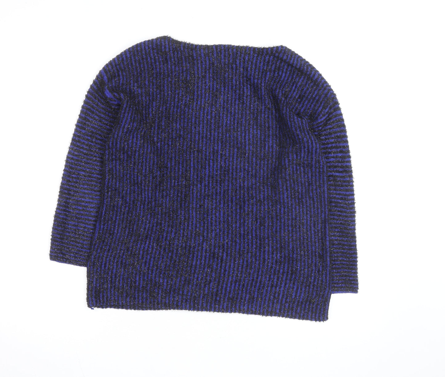 Ruby Rd. Women's Blue Black Striped Beaded Knit Jumper Size M