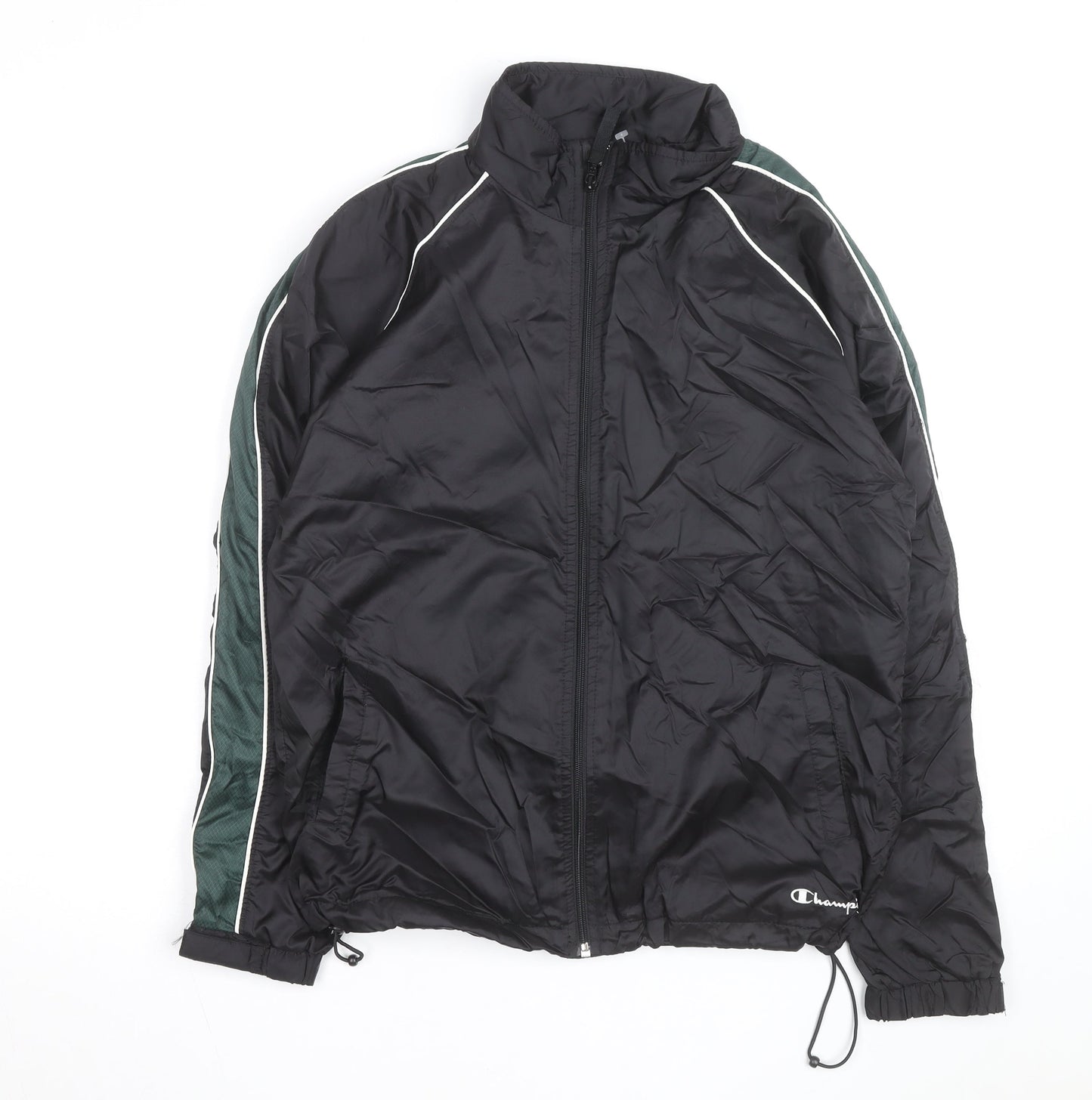 Champion Men's Black Windbreaker Jacket L Lightweight Full Zip